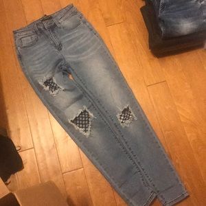 Fish net jeans